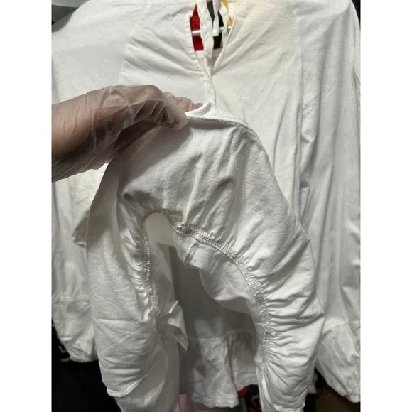 Banana Republic White Drop Waist Puff Sleeve Prairie Top Size Small - "Terra" - Picture 10 of 12